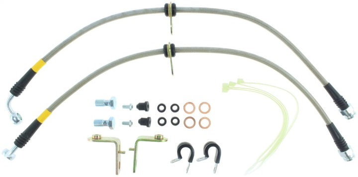 StopTech 05-08 Mustang V6 w/ABS / Mustang GT V8 / 07-09 GT500 Stainless Steel Front Brake Lines.