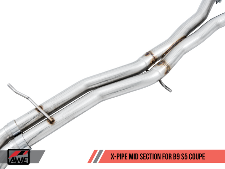 AWE Tuning Audi B9 S5 Coupe 3.0T Track Edition Exhaust - Diamond Black Tips (102mm).