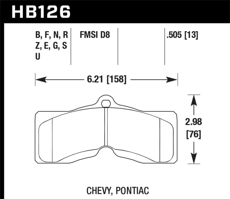 Hawk 1967-1968 Chevy Camaro Z28 (w/4w Disc Brakes) HPS 5.0 Front Brake Pads.