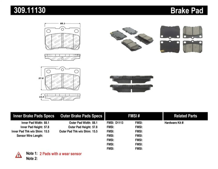 StopTech Performance 06 Lexus GS300/430 / 07-08 GS350 / 06-08 IS250/350 Rear Brake Pads.