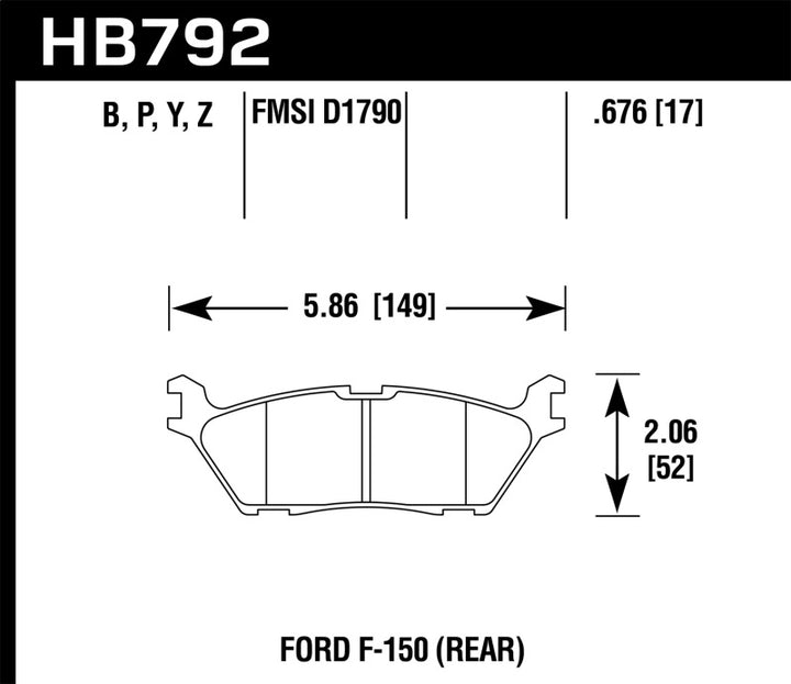 Hawk 15 Ford F-150 Super Duty Rear Brake Pads.