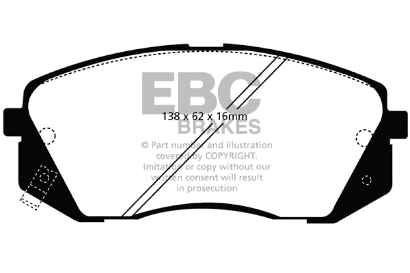 EBC 15+ Hyundai Sonata 1.6 Turbo (Elec Park Brake) Redstuff Front Brake Pads.