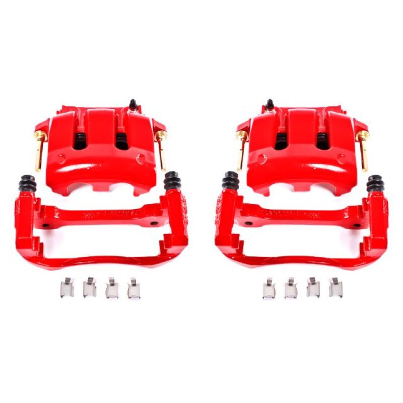 Power Stop 05-14 Ford Mustang Front Red Calipers w/Brackets - Pair.