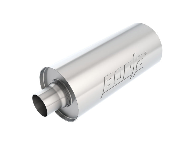 Borla Universal Performance 2.5in Inlet/Outlet Stainless Racing Muffler.