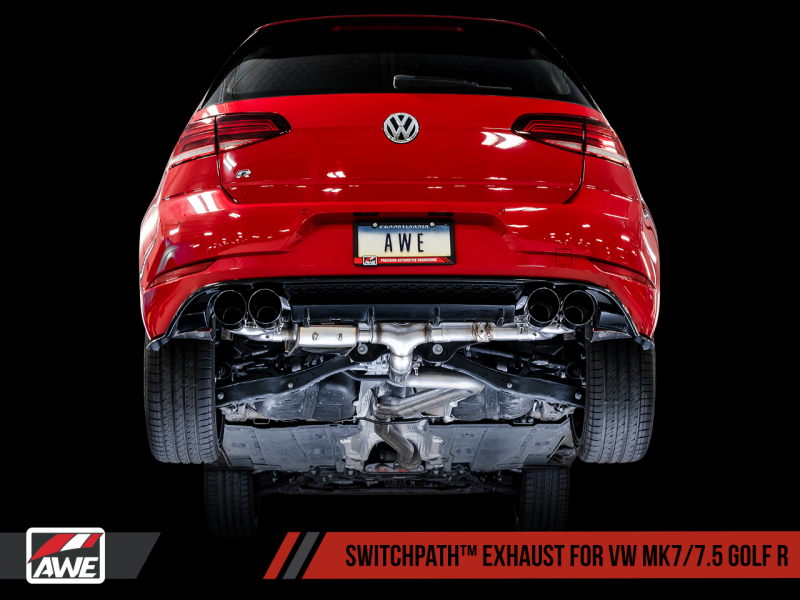 AWE Tuning MK7.5 Golf R SwitchPath Exhaust w/Diamond Black Tips 102mm.