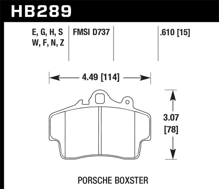 Hawk 97-08 Porsche Boxster DTC-60 Compound Front Brake Pads.