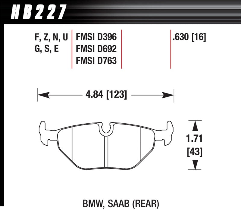 Hawk 1992-1998 BMW 318i HPS 5.0 Rear Brake Pads.