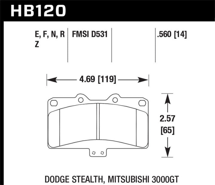 Hawk Mitsubishi 3000 GT VR4/ Dodge Stealth R/T 4WD Performance Ceramic Street Front Brake Pads.