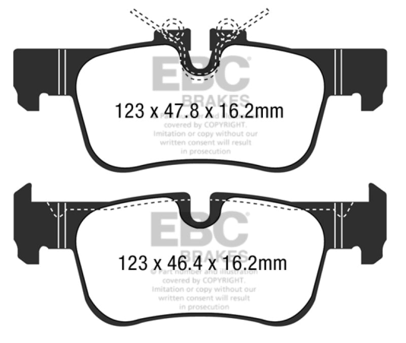 EBC 2016+ Mini Cooper Clubman (F54) 1.5L Turbo Redstuff Rear Brake Pads.