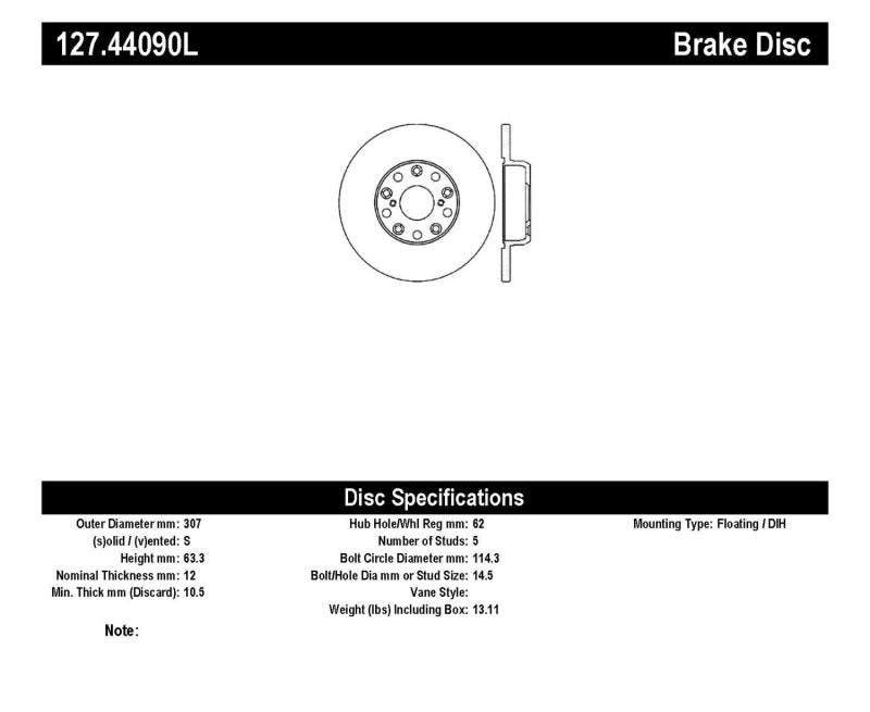 StopTech 00-05 Lexus IS300 / 02-09 Lexus SC430 / 98-05 GS300/GS350/GS400/GS430/GS450H SportStop Slo.