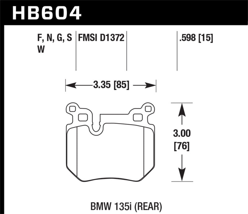 Hawk BMW 135i HP+ Street Rear Brake Pads.
