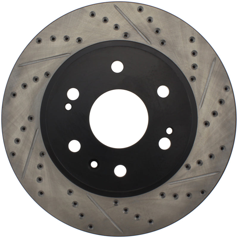 StopTech 05-10 GMC Sierra 1500 (w Rear Drum) / 07-09 GMC Yukon Front Left Slotted & Drilled Rotor.