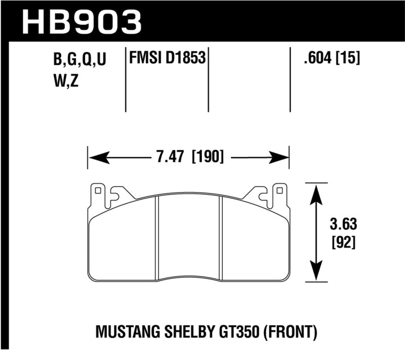 Hawk 15-017 Ford Mustang Shelby GT350/GT350R HP+ Front Brake Pads.