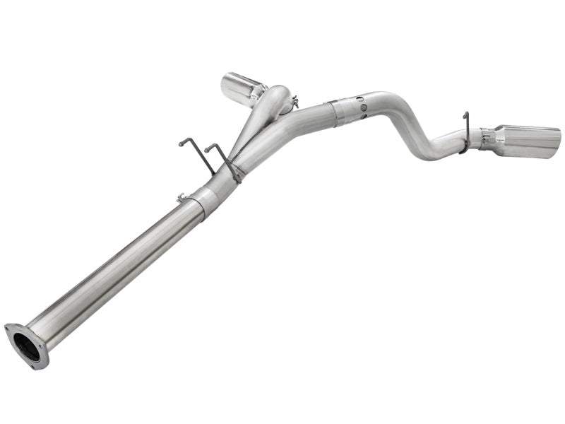 aFe Atlas Exhaust 4in DPF-Back Exhaust Aluminized Steel Polished Tip 11-14 ford Diesel Truck V8-6.7L.