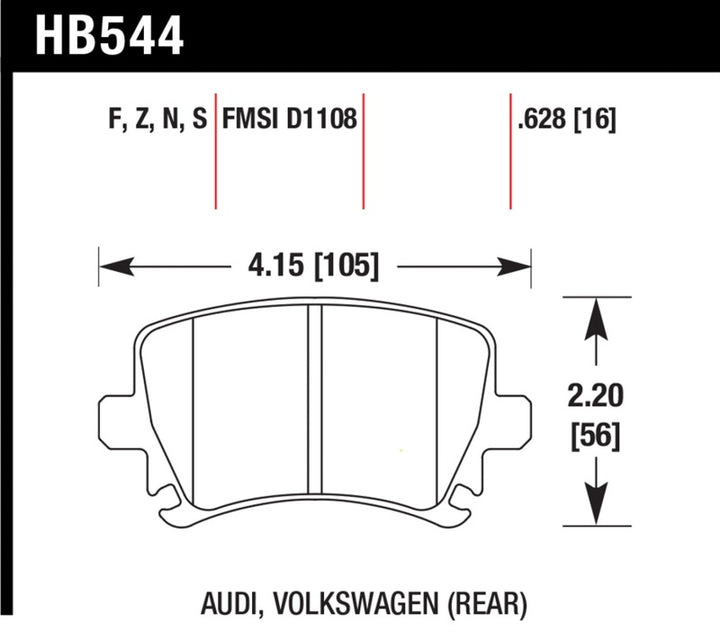 Hawk Audi A3 / A4 / A6 Quattro Performance Ceramic Rear Brake Pads.