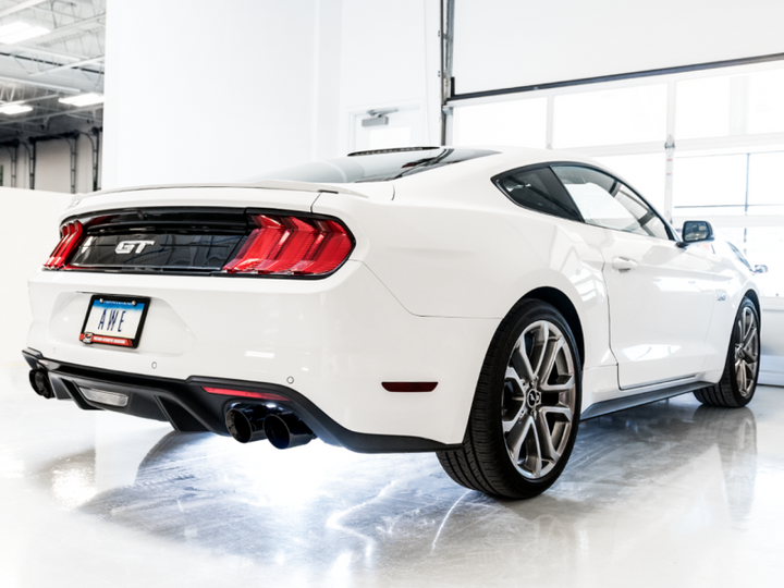 AWE Tuning 2018+ Ford Mustang GT (S550) Cat-back Exhaust - Track Edition (Quad Diamond Black Tips).