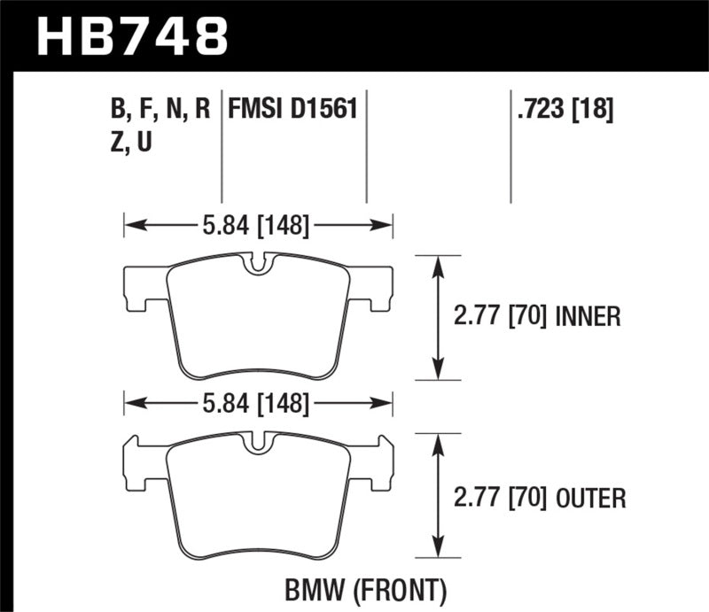 Hawk 13-14 BMW 328i/328i xDrive / 2014 428i/428i xDrive HPS Front Brake Pads.