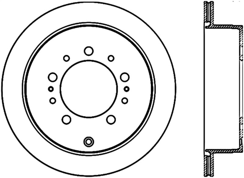StopTech Sport Slot 08-13 Lexus LX450/470/570 / 07-12 Toyota Tundra Slotted Right Rear CRYO Rotor.