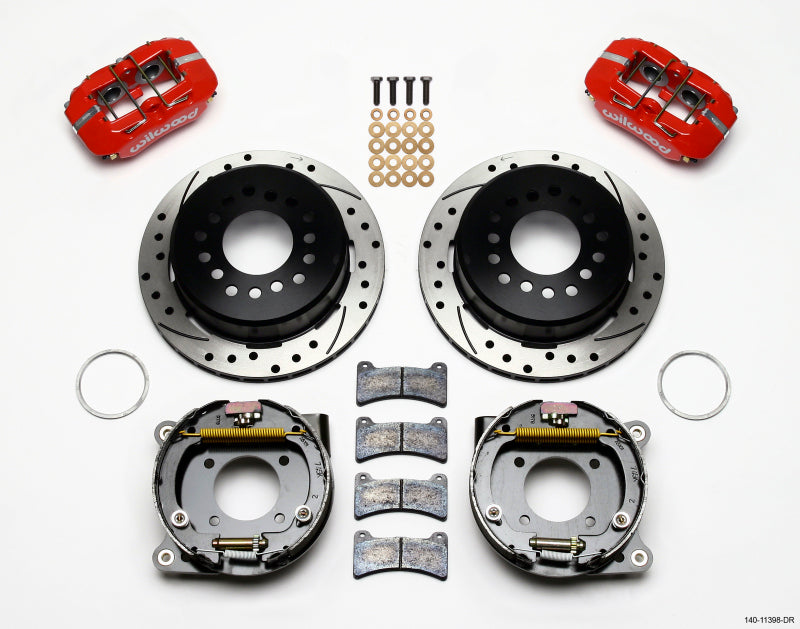 Wilwood Dynapro Low-Profile 11.00in P-Brake Kit Drill-Red Chevy 12 Bolt 2.75in Off w/ C-Clips.