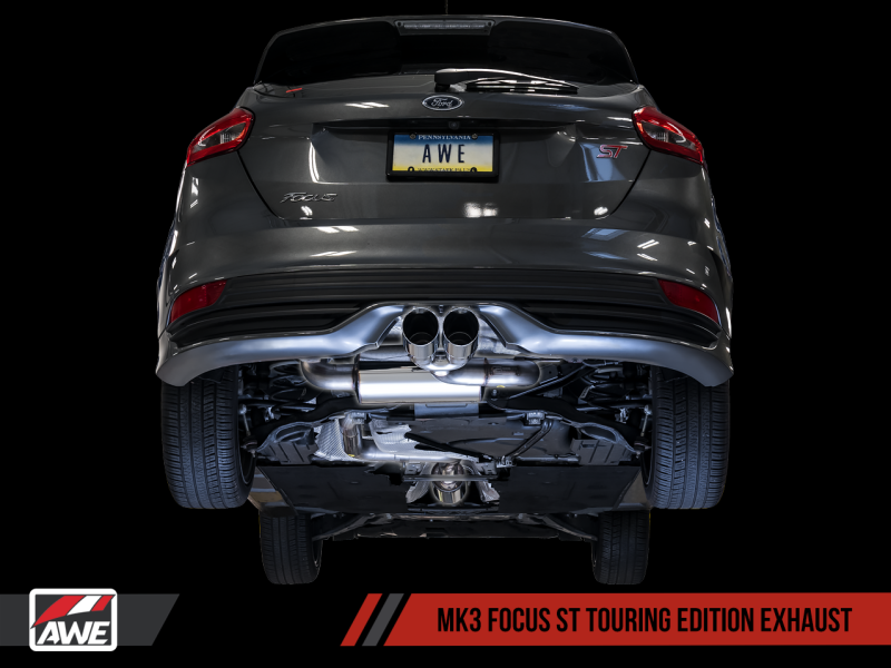 AWE Tuning Ford Focus ST Touring Edition Cat-back Exhaust - Non-Resonated - Chrome Silver Tips.