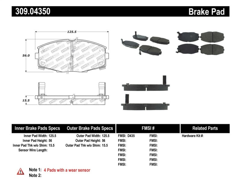 StopTech Performance 87-92 MK3 Supra Front Brake Pads.