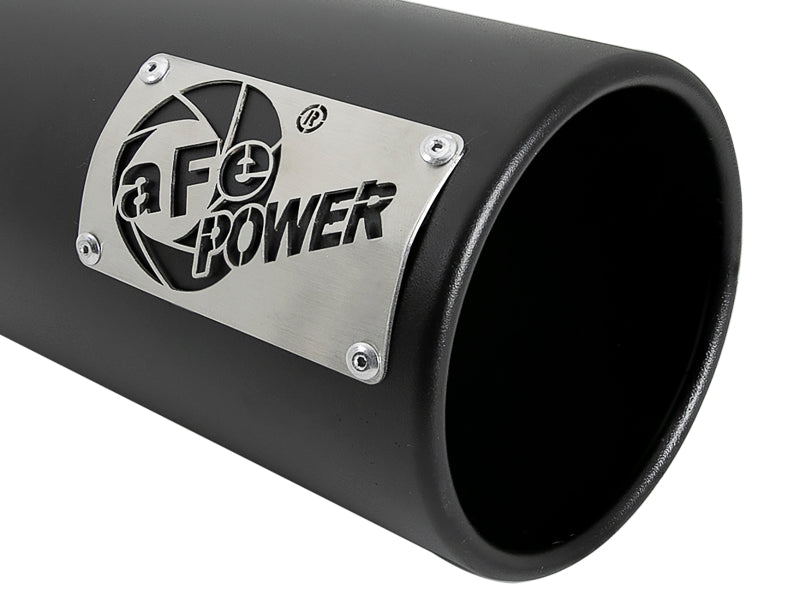aFe SATURN 4S 4in SS Intercooled Exhaust Tip - Black 4in In x 5in Out x 12in L Bolt-On.