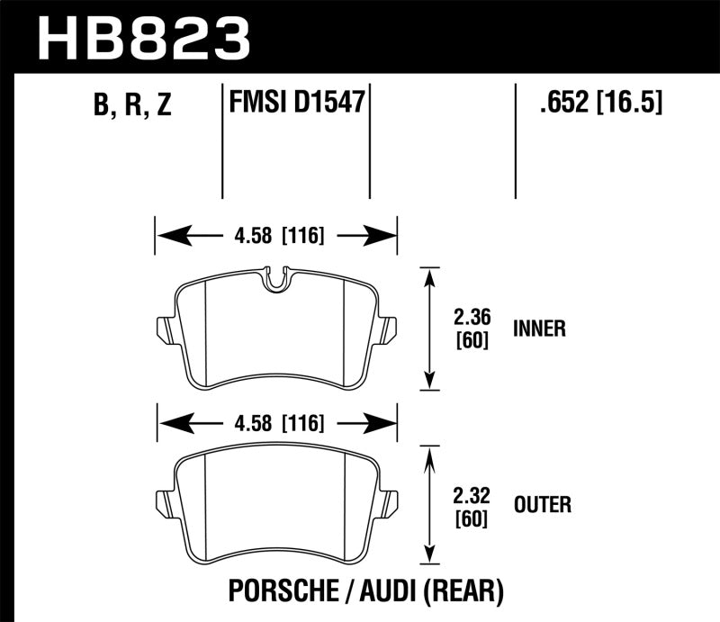 Hawk 13-17 Audi S6/S7/S8 / 12-17 Audi A6 Quattro/A7 Quattro Performance Ceramic Rear Brake Pads.