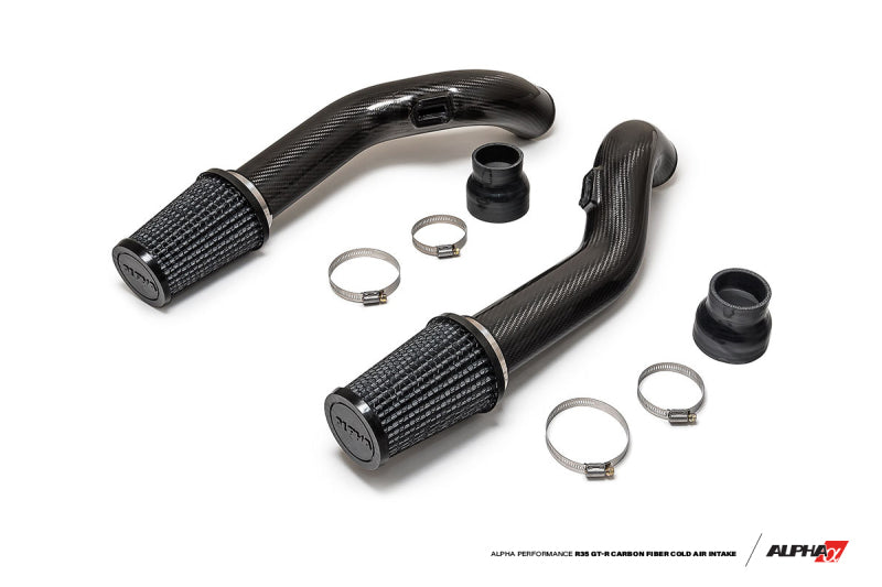 AMS Performance 2009+ Nissan GT-R R35 (CBA/DBA) Alpha Carbon Fiber Intake Pipes for Stock Turbos.