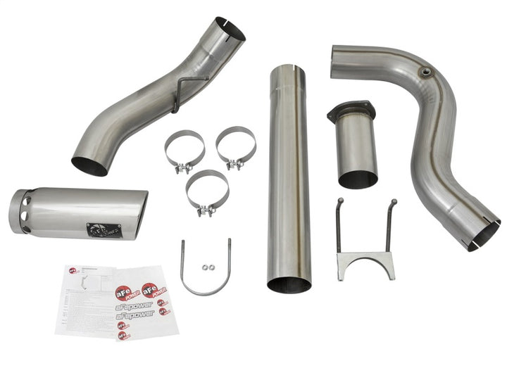 aFe LARGE BORE HD 5in 409-SS DPF-Back Exhaust w/Polished Tip 2017 Ford Diesel Trucks V8 6.7L (td).