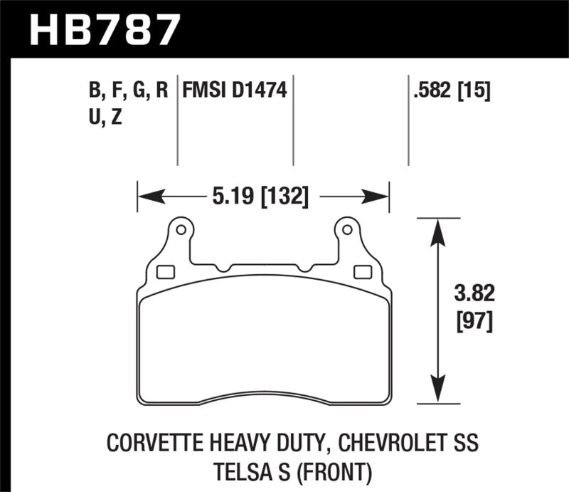 Hawk 15-17 Chevy Corvette Z06 Performance Ceramic Street Front Brake Pads.