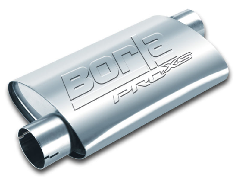 Borla Universal Pro-XS Muffler Oval 2.5in Inlet/Outlet Offset/Offset Notched Muffler.