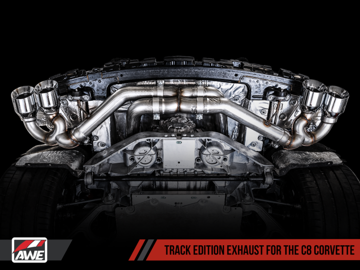 AWE Tuning 2020 Chevrolet Corvette (C8) Track Edition Exhaust - Quad Diamond Black Tips.