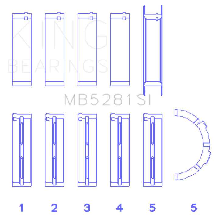 King Ford 281CI 4.6L V8 (Size STD) Main Bearing Set