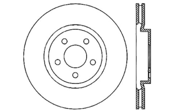 StopTech 05-09 Chrysler 300 (5.7L V8 exc SRT-8) Front Right Slotted & Drilled Rotor.