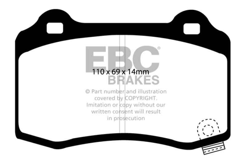 EBC 15+ Cadillac CTS 3.6 Twin Turbo Redstuff Rear Brake Pads.