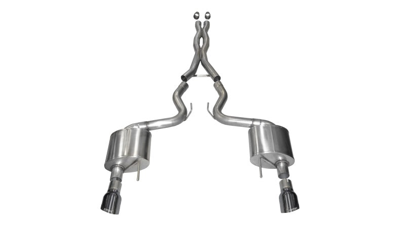 Corsa 15-17 Ford Mustang GT Coupe 5.0L 3in Sport Cat-Back Exhaust Dual Rear Exit w/ Gun Metal Tips.