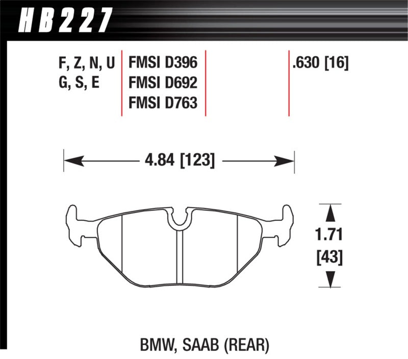 Hawk 92-98 BMW 318i DTC-30 Race Rear Brake Pads.