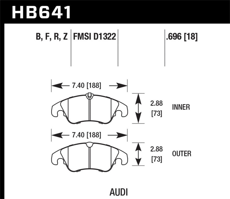Hawk 2009-2014 Audi A4 HPS 5.0 Front Brake Pads.
