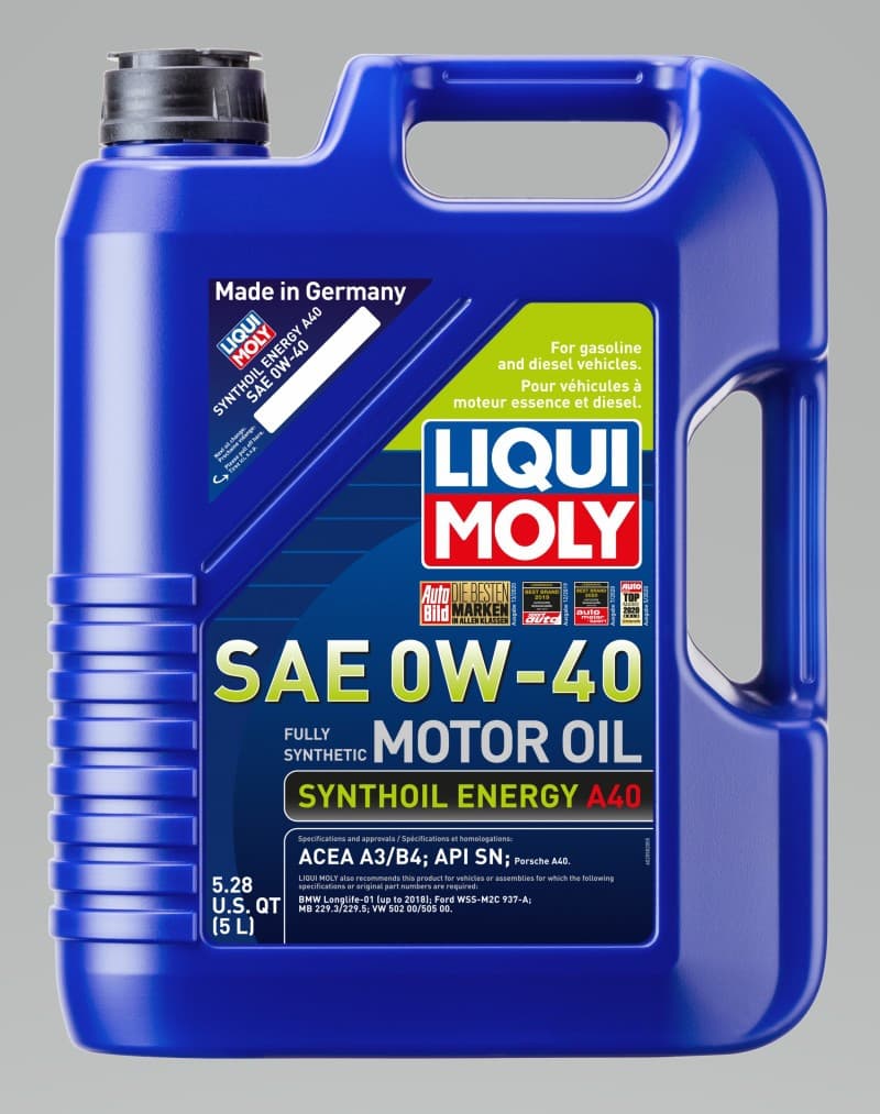 LIQUI MOLY 5L Synthoil Energy A40 Motor Oil SAE 0W40.