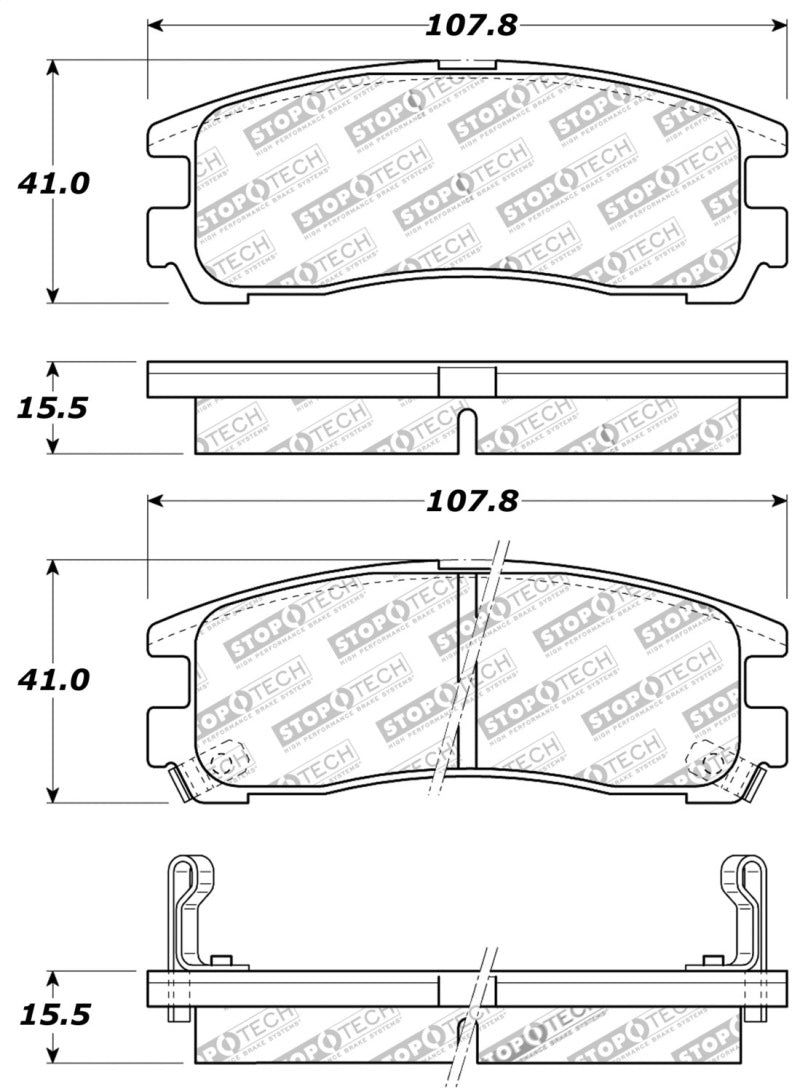 StopTech Performance 4/89-99 Mitsubishi Eclipse GST Rear Brake Pads.