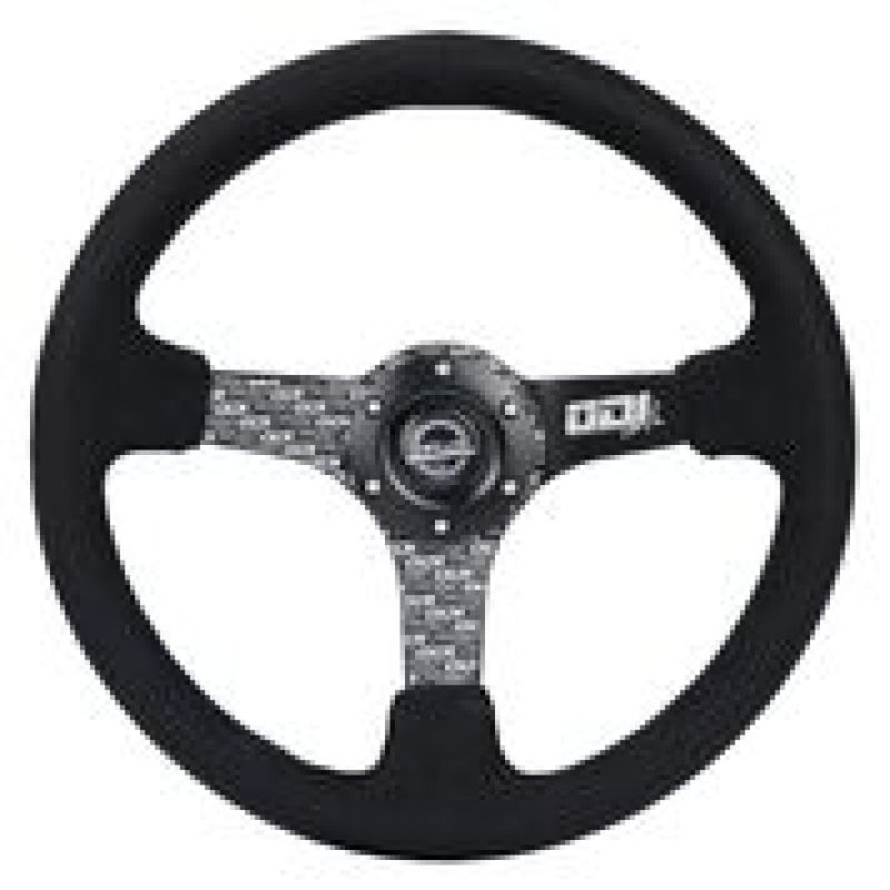 NRG Reinforced Steering Wheel (350mm / 3in. Deep) Odi Bakchis Signature Solid Spokes Alcantara.