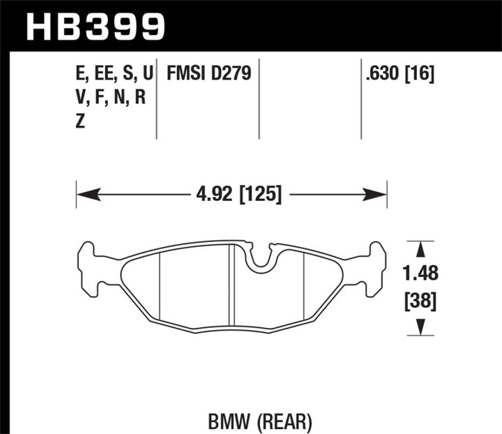 Hawk 84-4/91 BMW 325 (E30) HPS Street Rear Brake Pads.