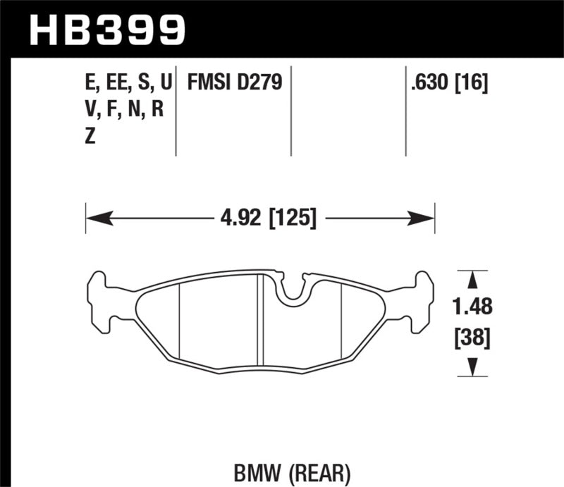 Hawk BMW Motorsport 16mm Thick DTC-60 Rear Race Brake Pads.