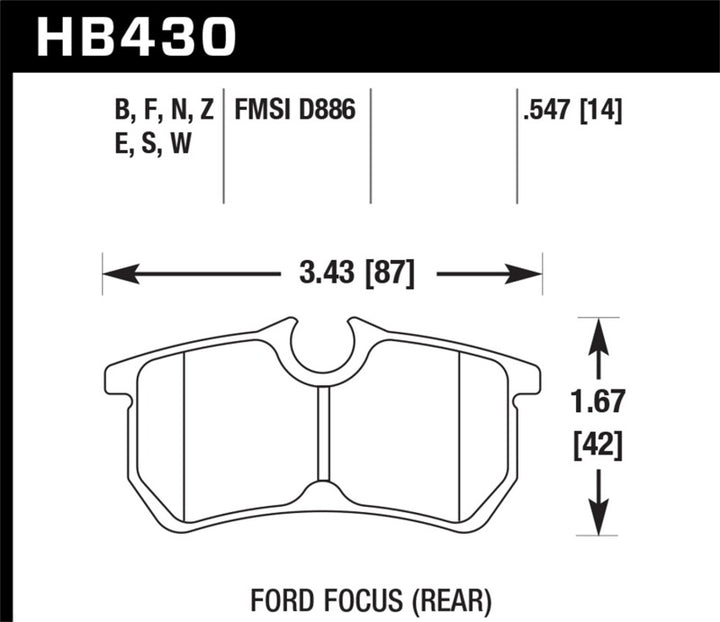 Hawk 00-07 Ford Focus HPS 5.0 Rear Street Brake Pads.