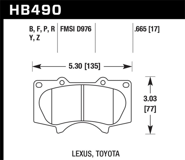 Hawk 2010-2014 Lexus GB460 HPS 5.0 Front Brake Pads.