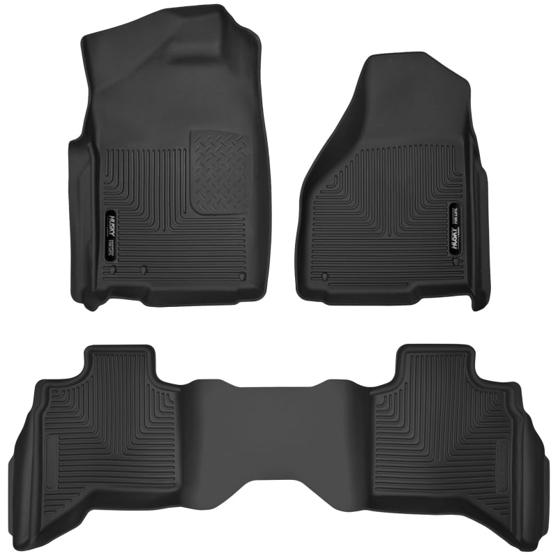 Husky Liners 10-18 Dodge Ram 1500 Quad Cab X-Act Contour Front & Second Seat Floor Liners - Black.