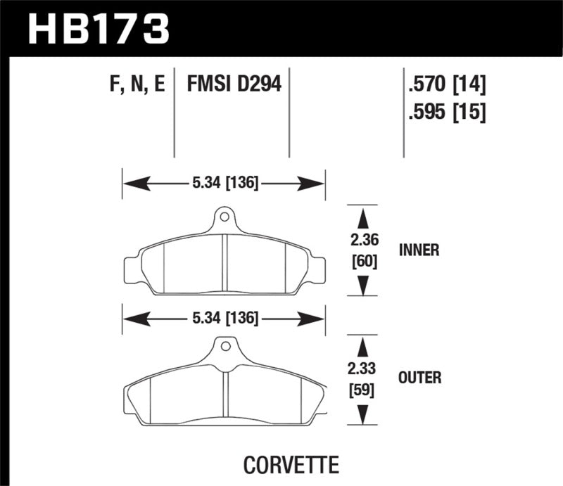 Hawk 84-87 Chevy Corvette 5.7 HPS Street Front Brake Pads.