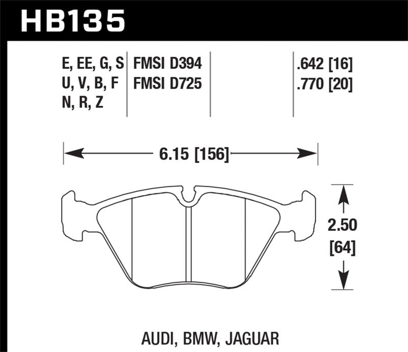 Hawk 95-02 BMW M3/91-93 M5 Front HPS Brake Pads.