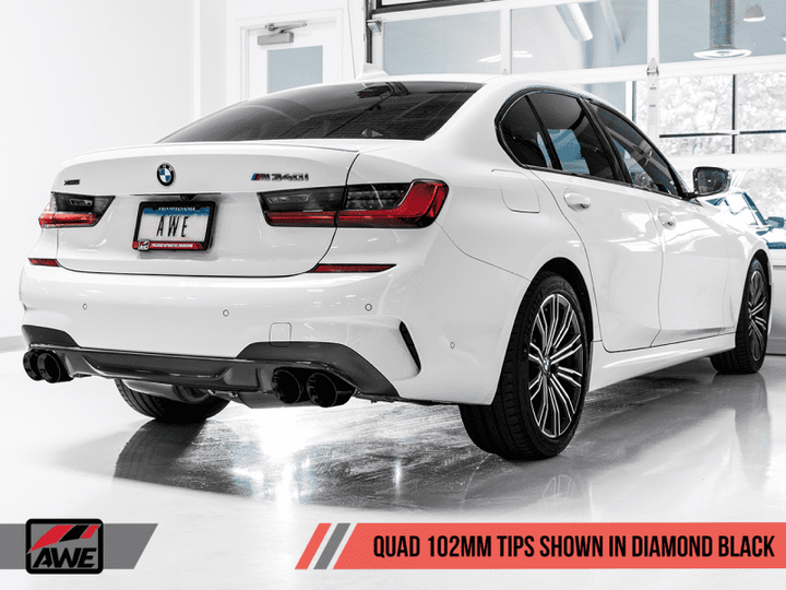 AWE Tuning 2019+ BMW M340i (G20) OE-Config-To-Quad Tip Conversion Kit - Diamond Black Tip.