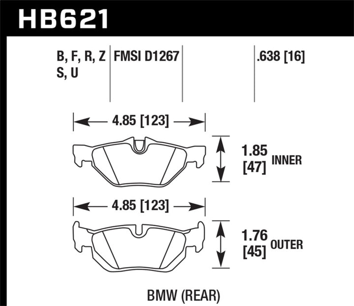 Hawk 2011-2011 BMW 125i HPS 5.0 Rear Brake Pads.
